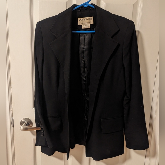 Women's Jaeger Wool & Cashmere Black Blazer (Size 10) - Picture 2 of 13